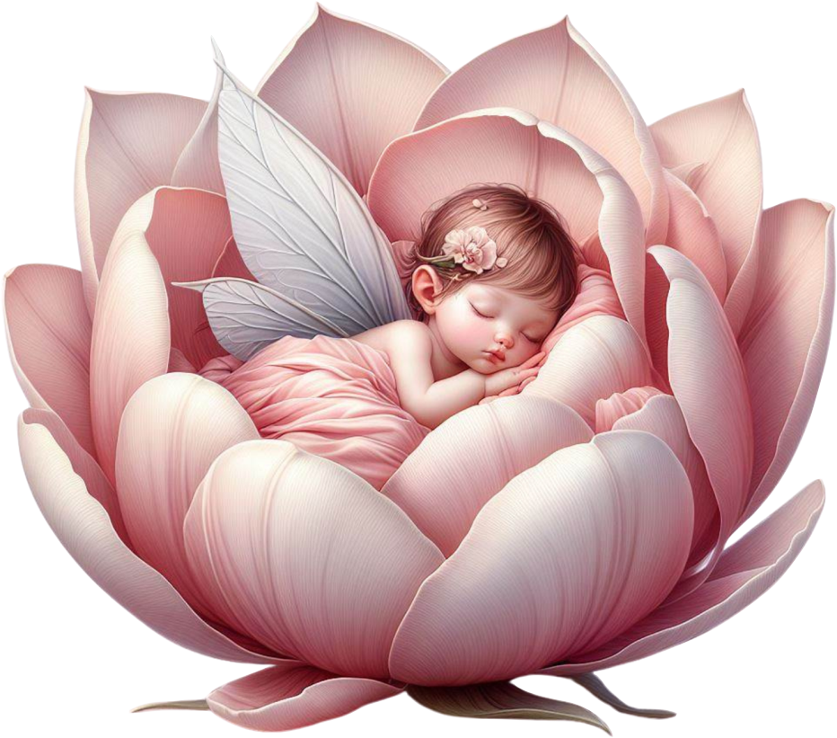 Baby fairy in a pink flower vinyl sticker decal