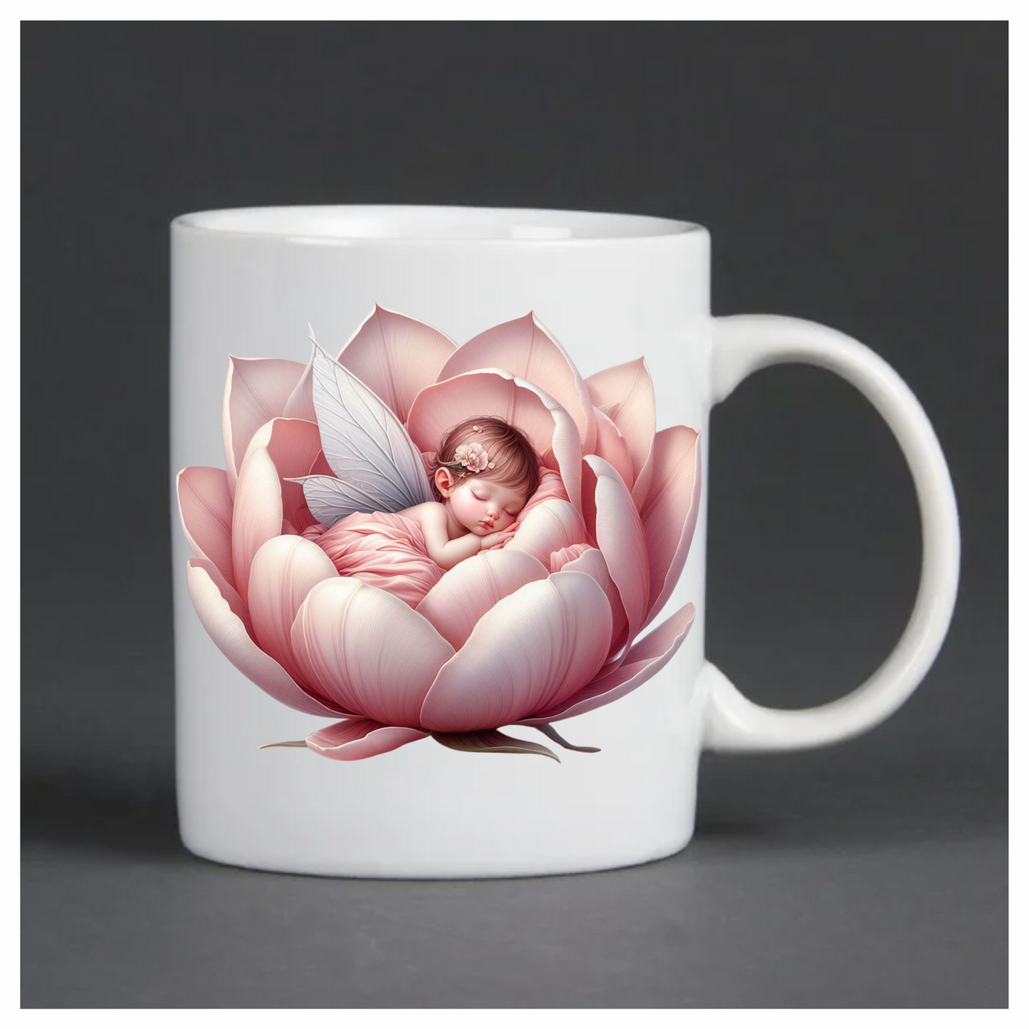 Baby fairy in a pink flower vinyl sticker decal