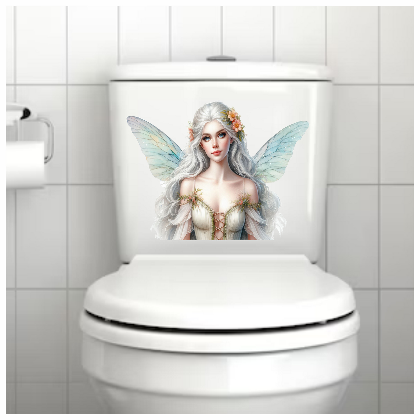 Beautiful white fairy with wings vinyl sticker decal