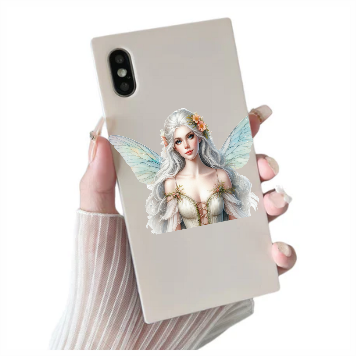 Beautiful white fairy with wings vinyl sticker decal