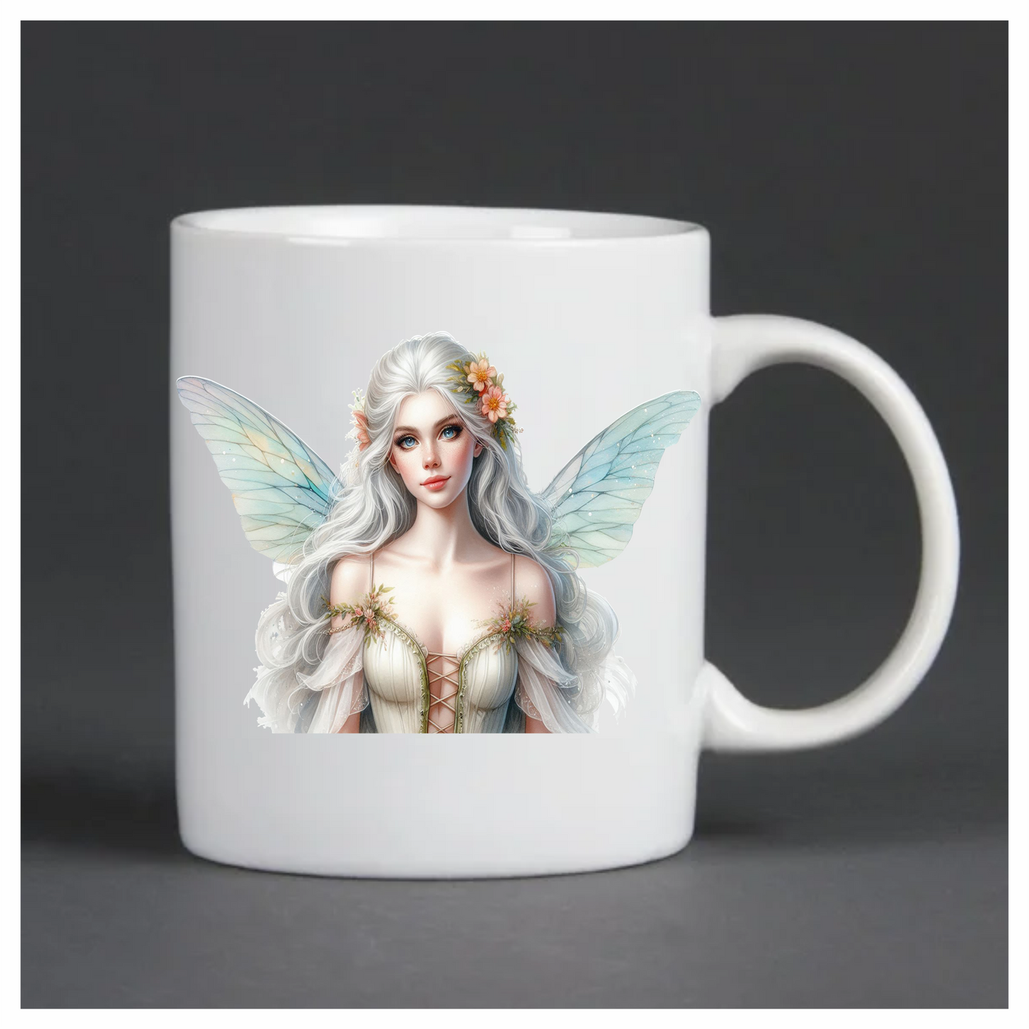 Beautiful white fairy with wings vinyl sticker decal