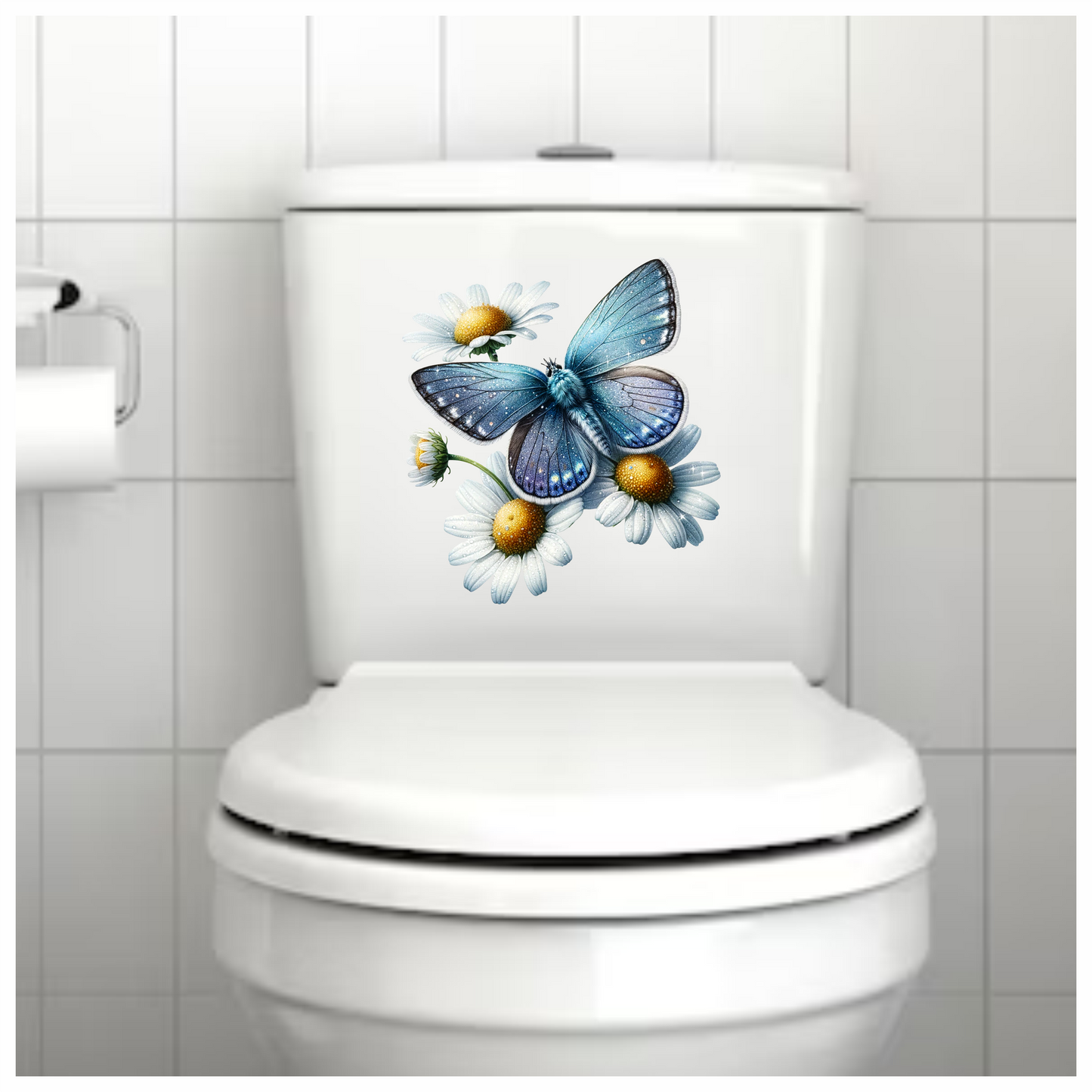 Butterfly sitting on a daisy flower vinyl sticker decal