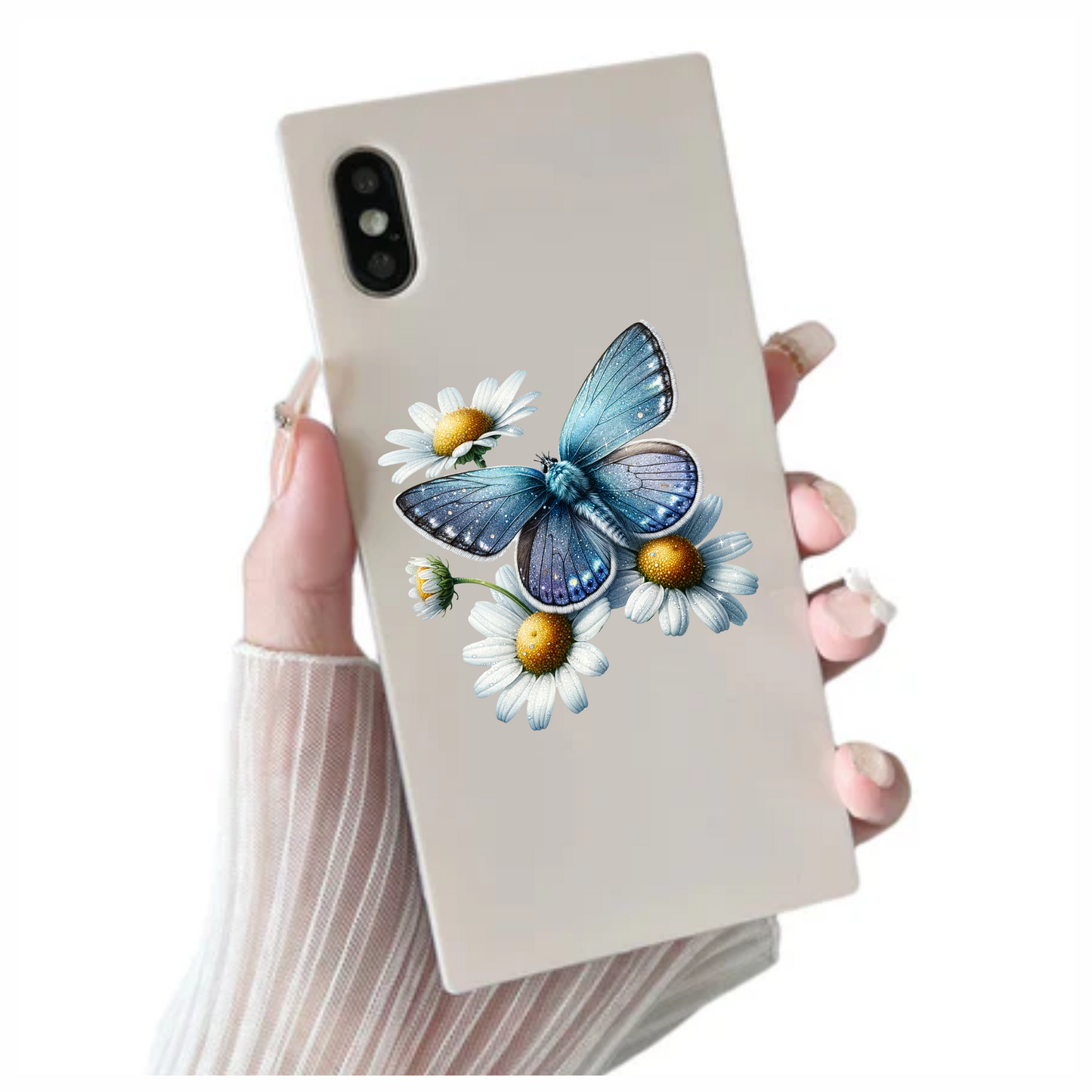 Butterfly sitting on a daisy flower vinyl sticker decal