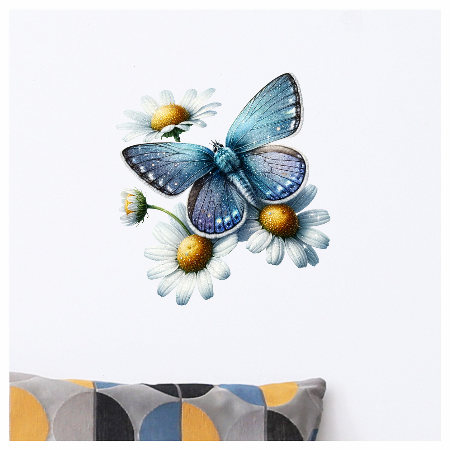 Butterfly sitting on a daisy flower vinyl sticker decal