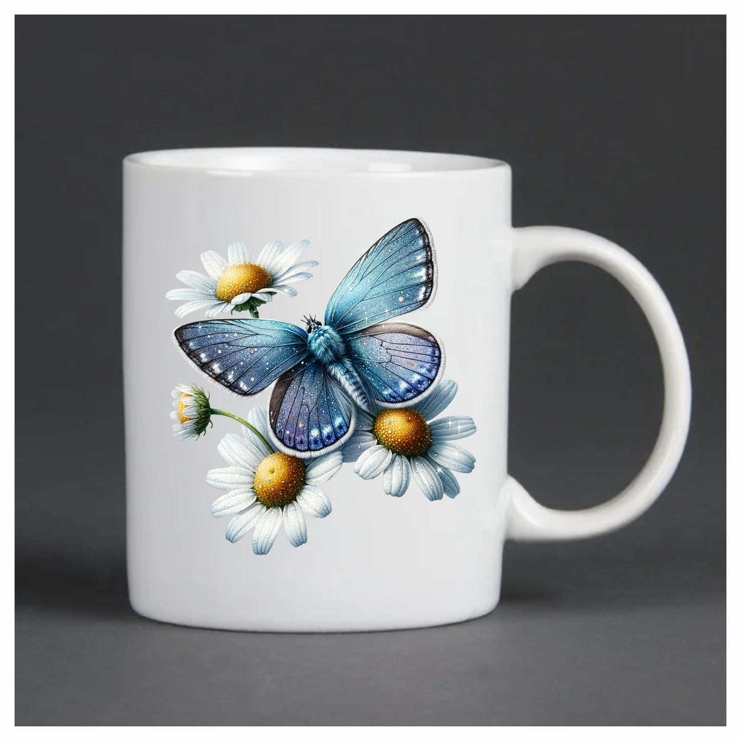 Butterfly sitting on a daisy flower vinyl sticker decal