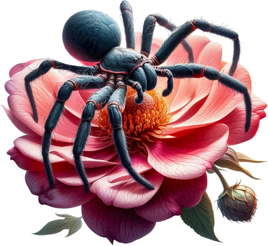 Huntsman spider on a pink flower vinyl sticker decal
