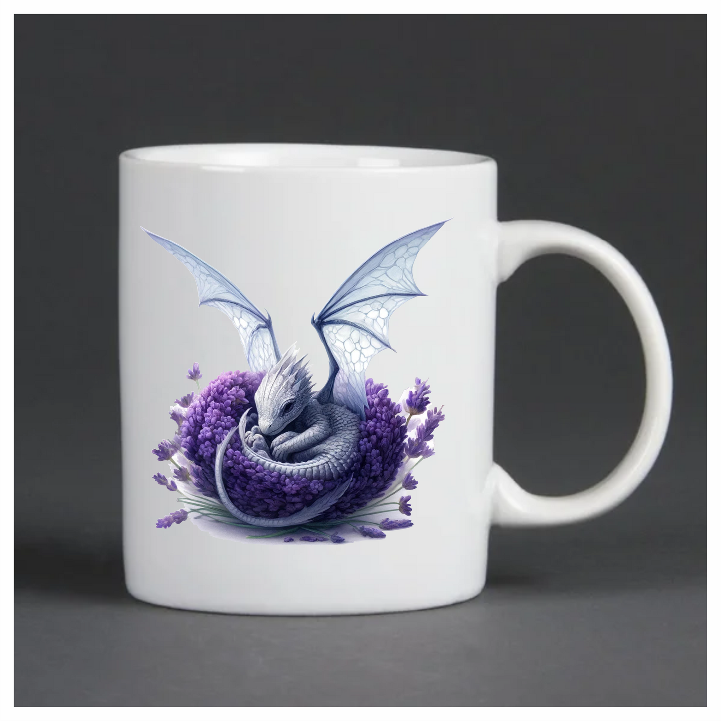 Purple baby dragon on lavender flower vinyl sticker decal