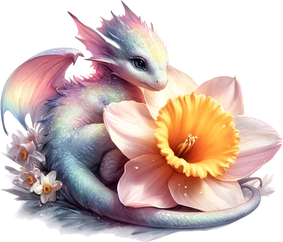 Baby dragon on pink flower vinyl sticker decal