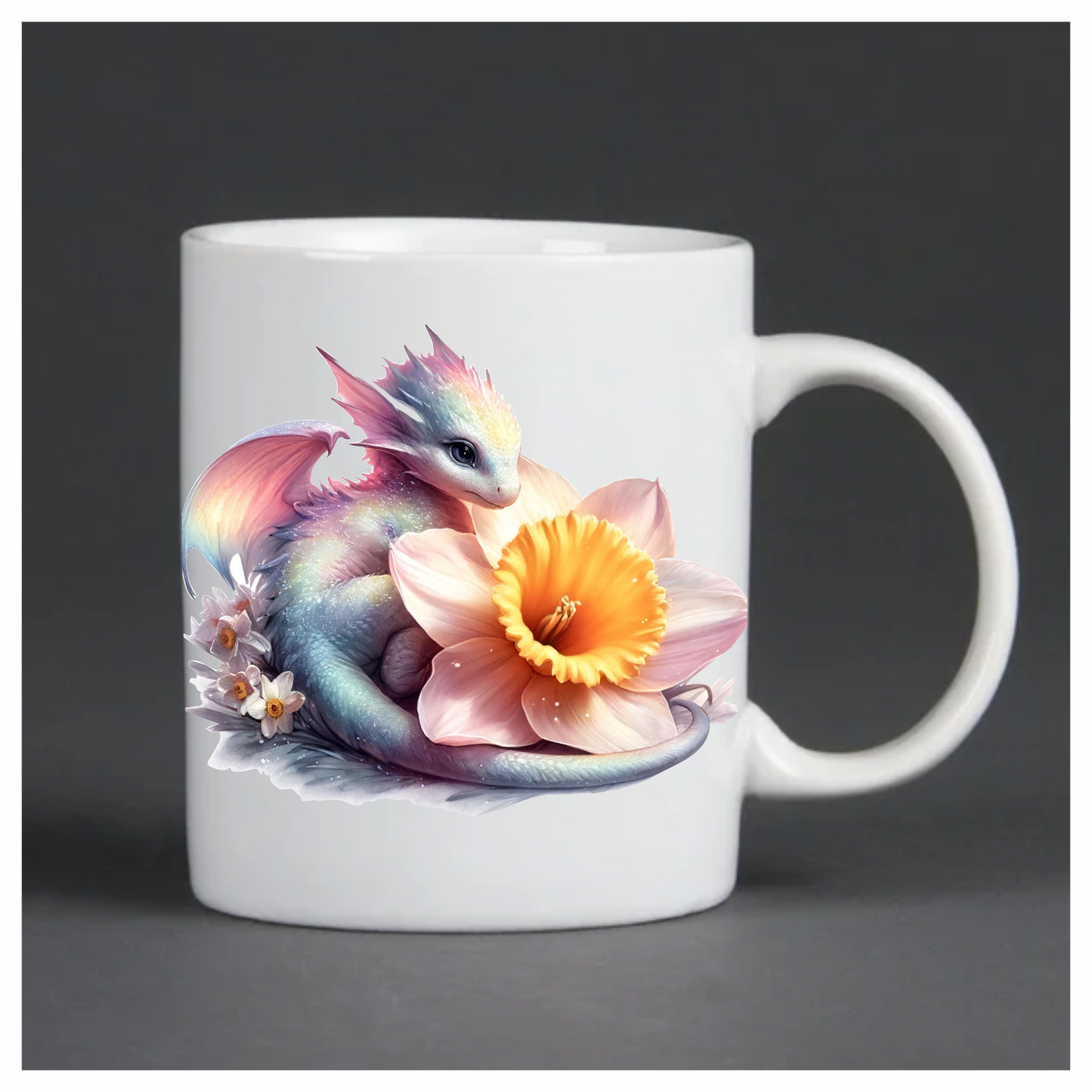 Baby dragon on pink flower vinyl sticker decal