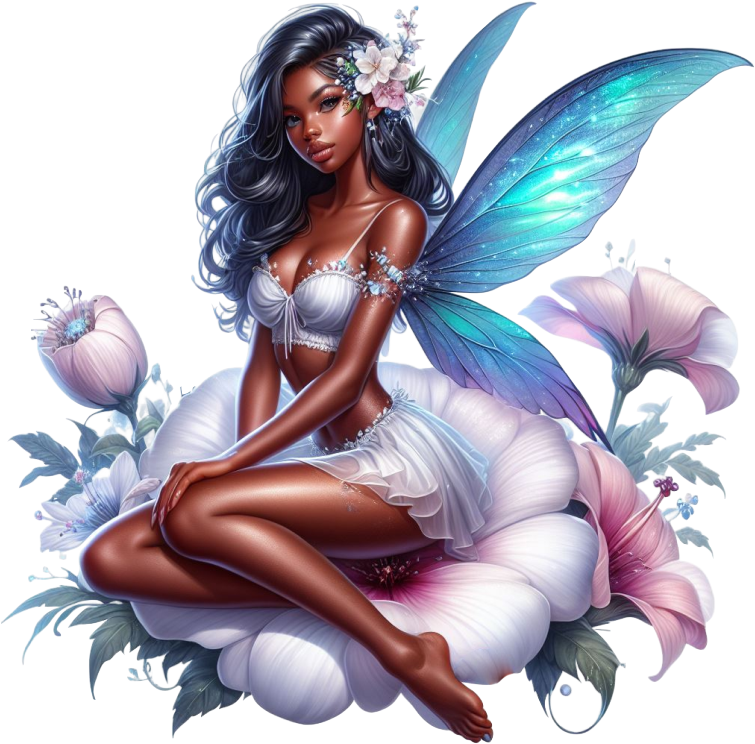 Beautiful fairy sitting on flower vinyl sticker decal