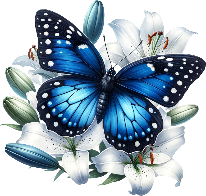 Dark Blue butterfly on a flower vinyl sticker decal