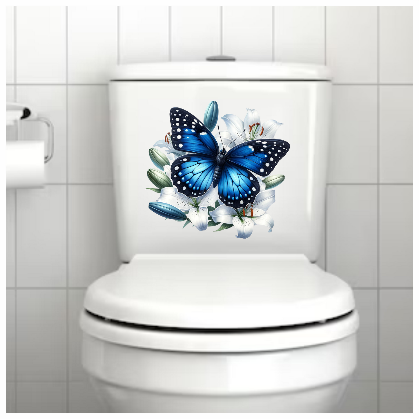 Dark Blue butterfly on a flower vinyl sticker decal