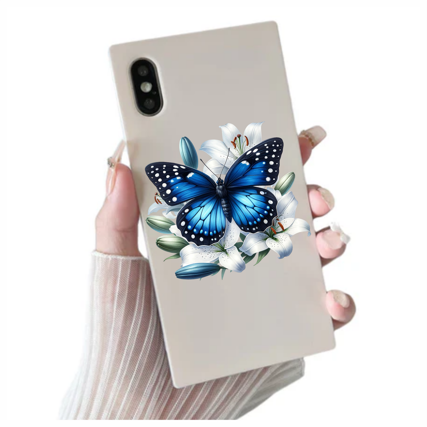 Dark Blue butterfly on a flower vinyl sticker decal