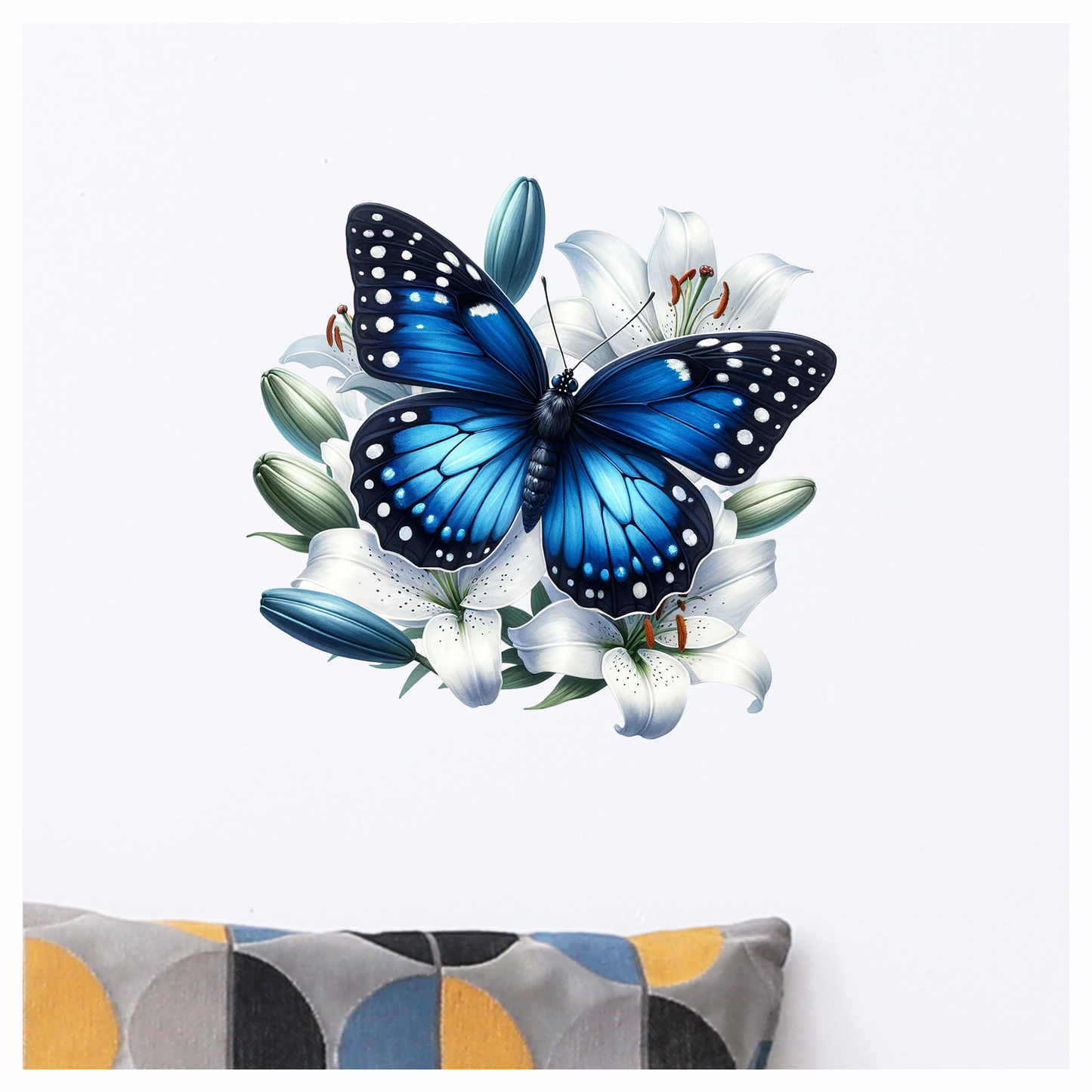 Dark Blue butterfly on a flower vinyl sticker decal