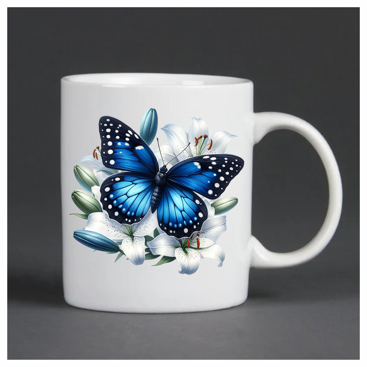 Dark Blue butterfly on a flower vinyl sticker decal