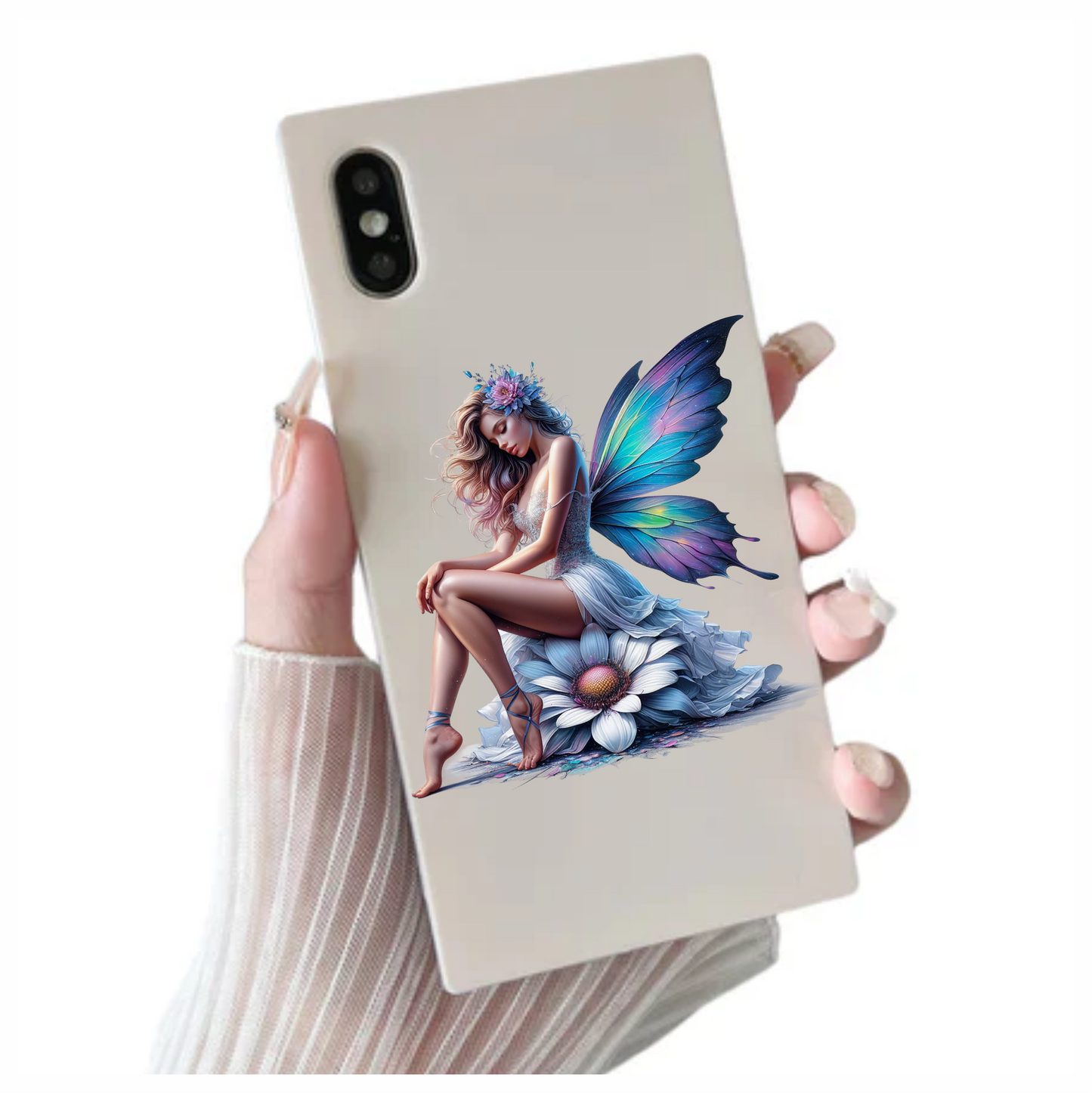 Violet fairy sat on a flower vinyl sticker decal