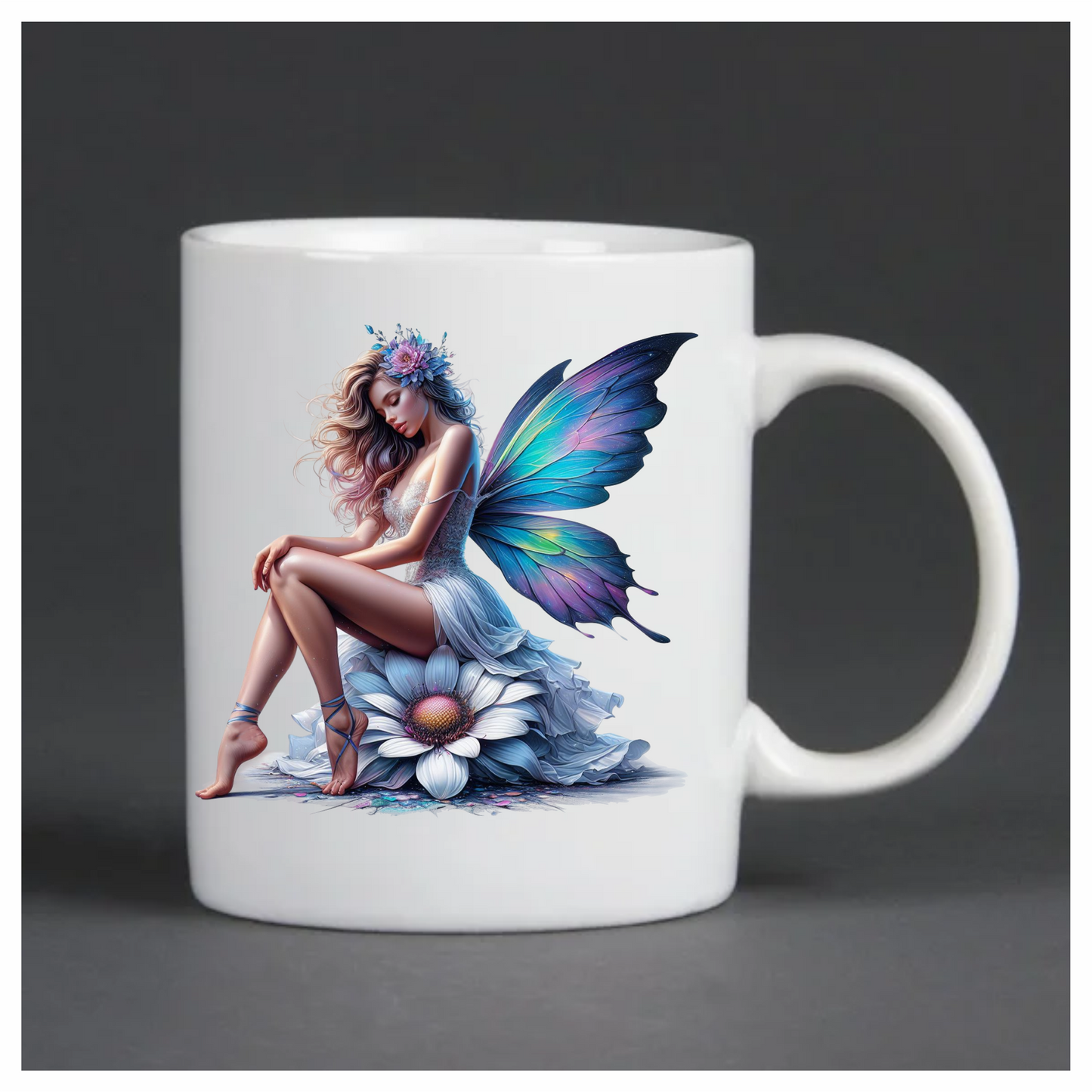 Violet fairy sat on a flower vinyl sticker decal