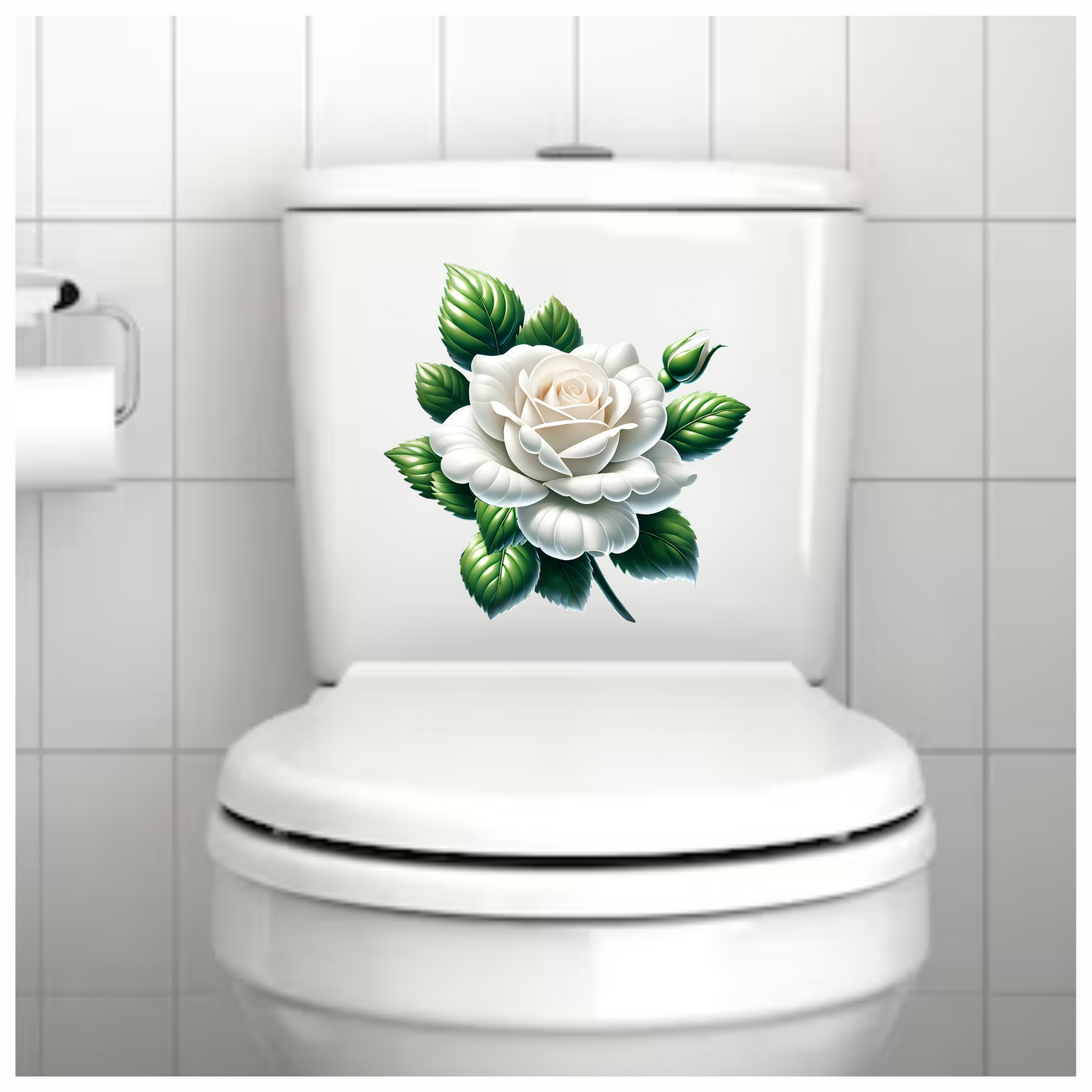 White rose flower vinyl sticker decal