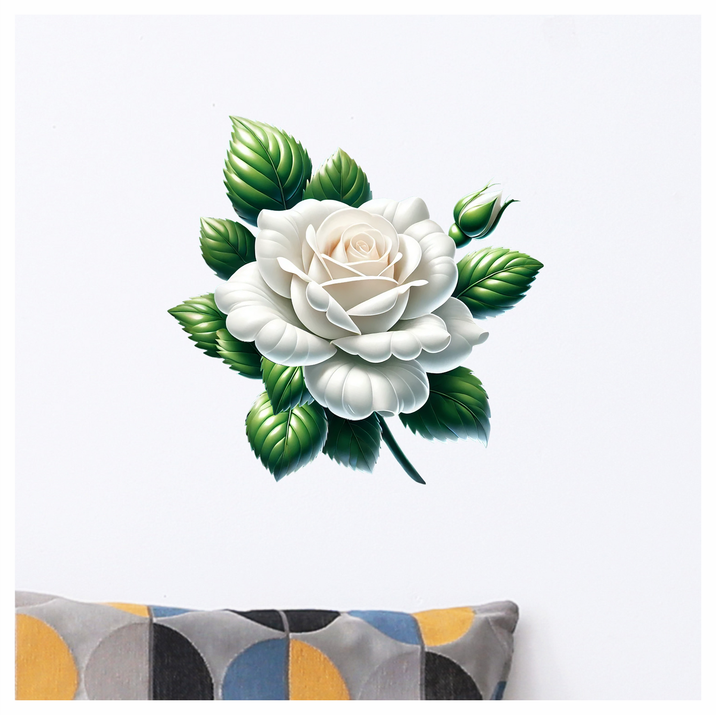 White rose flower vinyl sticker decal