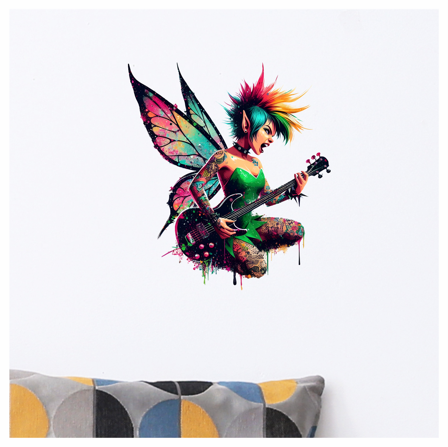 Colourful punk fairy rock star grunge vinyl sticker decal