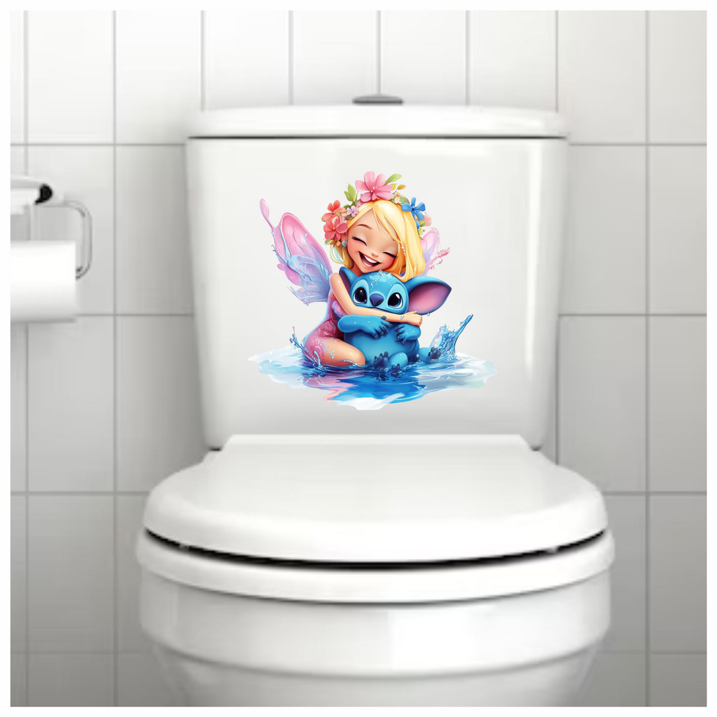 Tinkerbell and titch splashing in water kids vinyl sticker decal