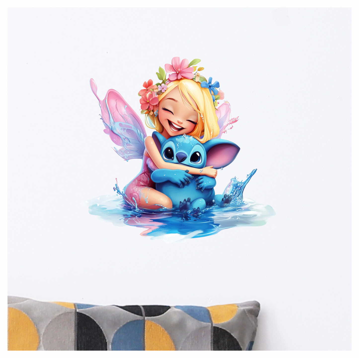 Tinkerbell and titch splashing in water kids vinyl sticker decal