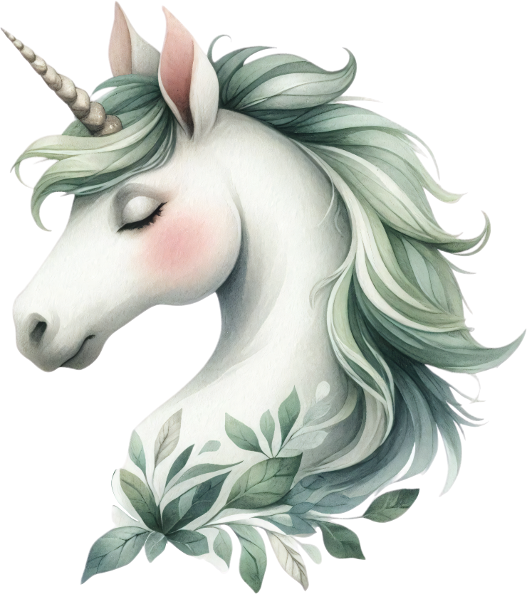 Pastel green unicorn head kids vinyl sticker decal