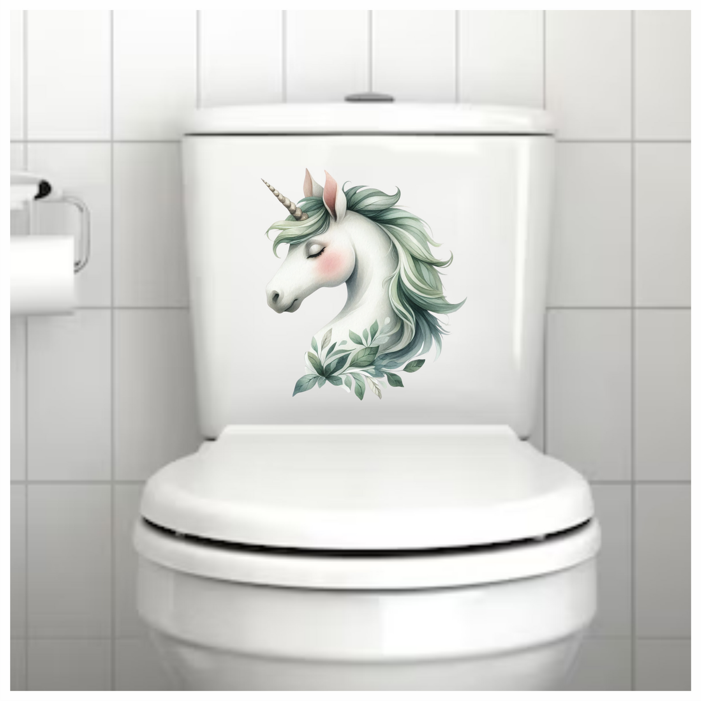 Pastel green unicorn head kids vinyl sticker decal