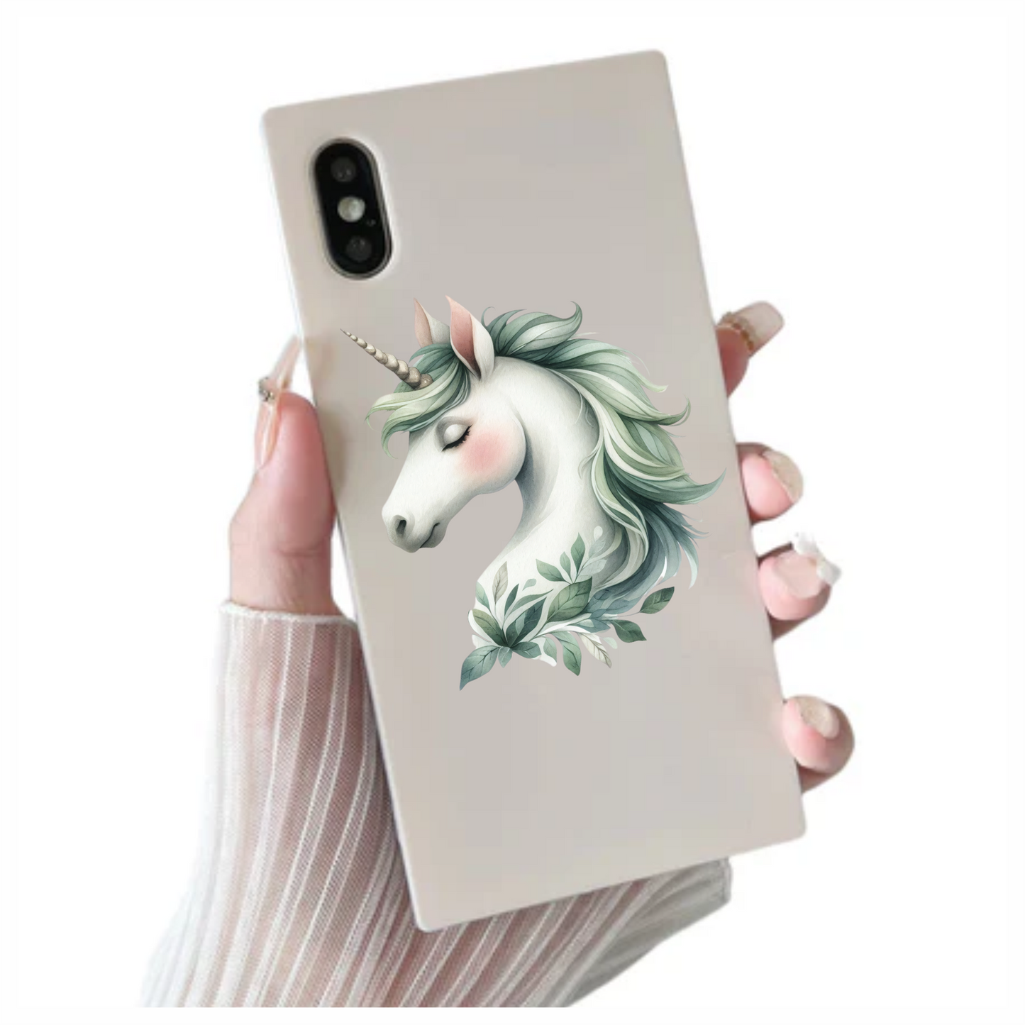 Pastel green unicorn head kids vinyl sticker decal
