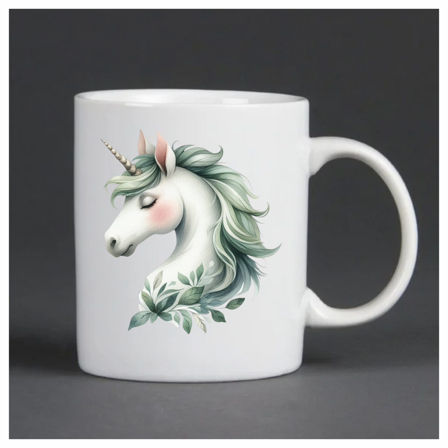 Pastel green unicorn head kids vinyl sticker decal