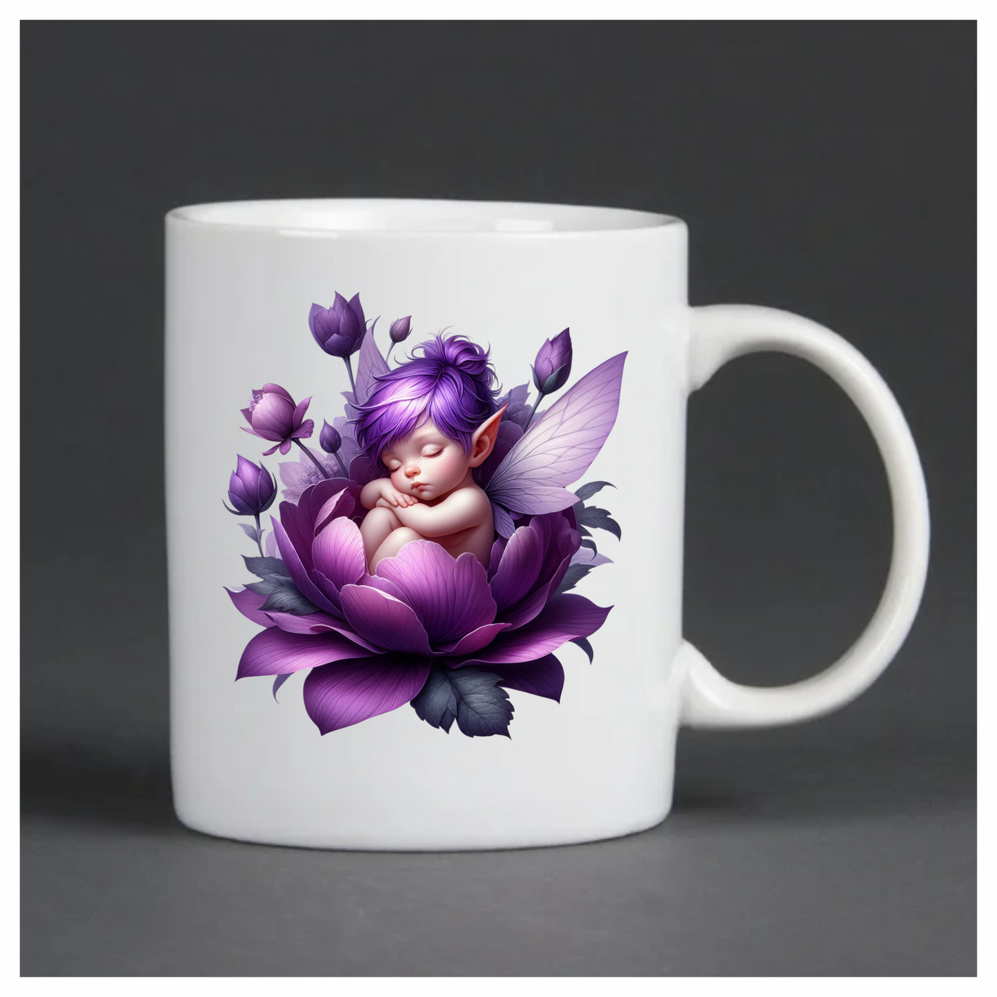 Baby fairy in a purple flower vinyl sticker decal