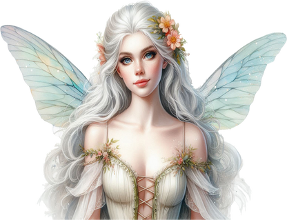 Beautiful white fairy with wings vinyl sticker decal