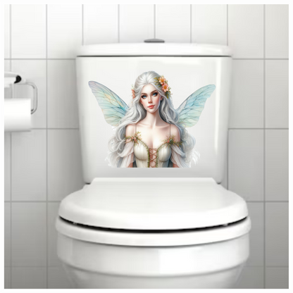Beautiful white fairy with wings vinyl sticker decal