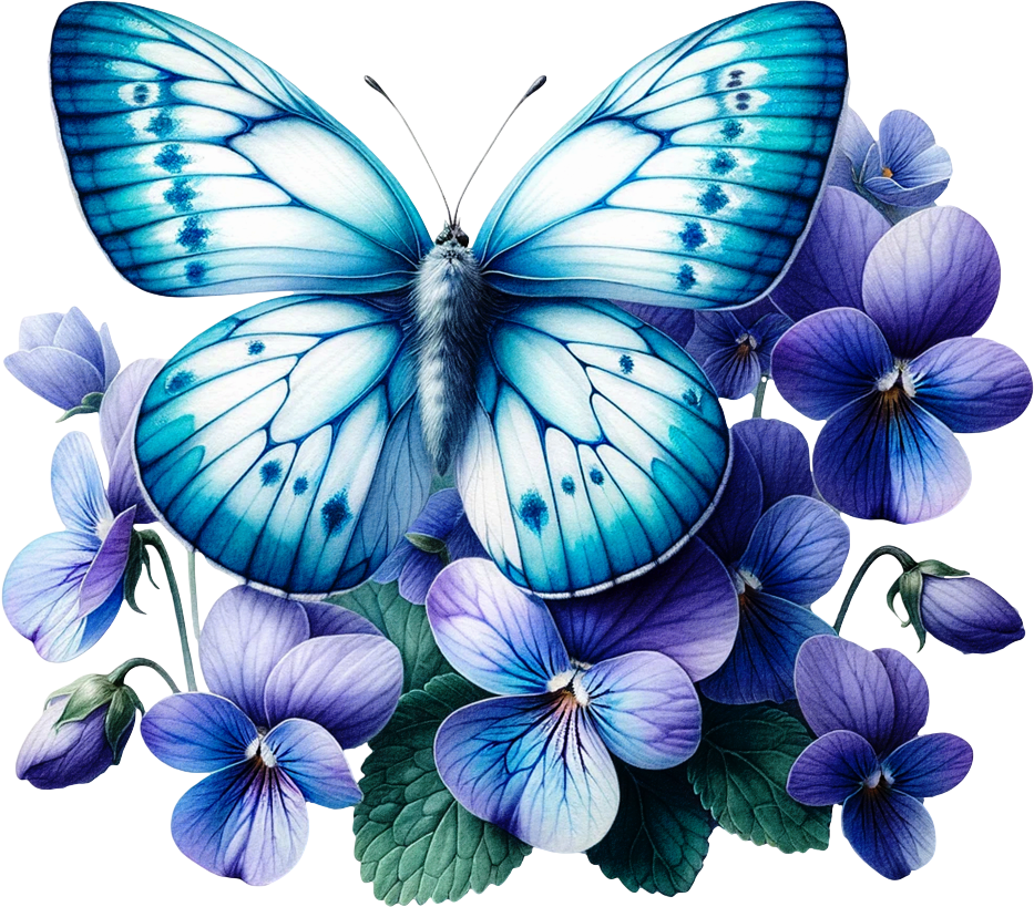 Blue butterfly on a purple flower vinyl sticker decal
