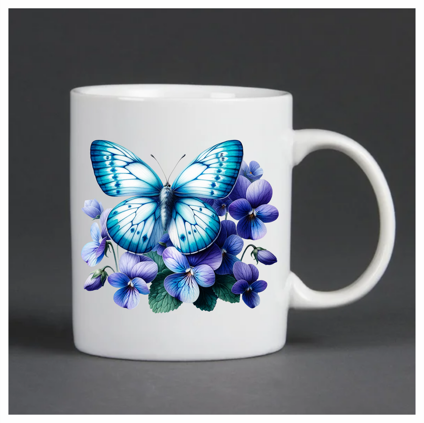 Blue butterfly on a purple flower vinyl sticker decal