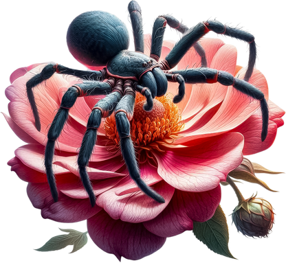 Huntsman spider on a pink flower vinyl sticker decal