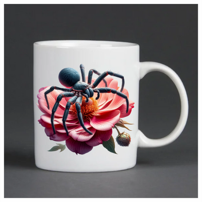 Huntsman spider on a pink flower vinyl sticker decal