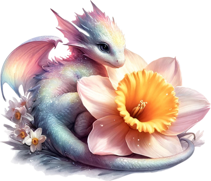 Baby dragon on pink flower vinyl sticker decal