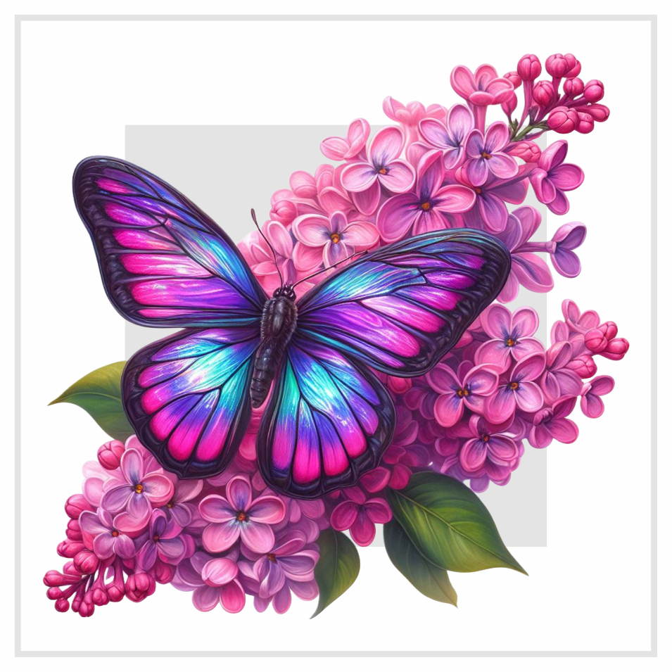 Violet butterfly on a purple flower vinyl sticker decal