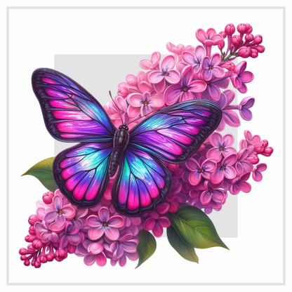 Violet butterfly on a purple flower vinyl sticker decal