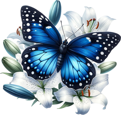 Dark Blue butterfly on a flower vinyl sticker decal