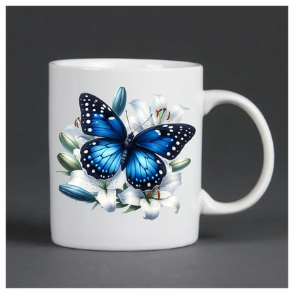 Dark Blue butterfly on a flower vinyl sticker decal