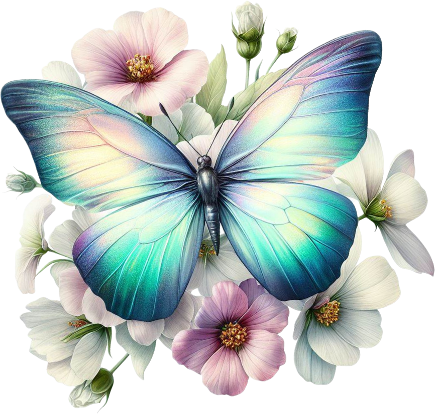 Light blue butterfly on a flower vinyl sticker decal