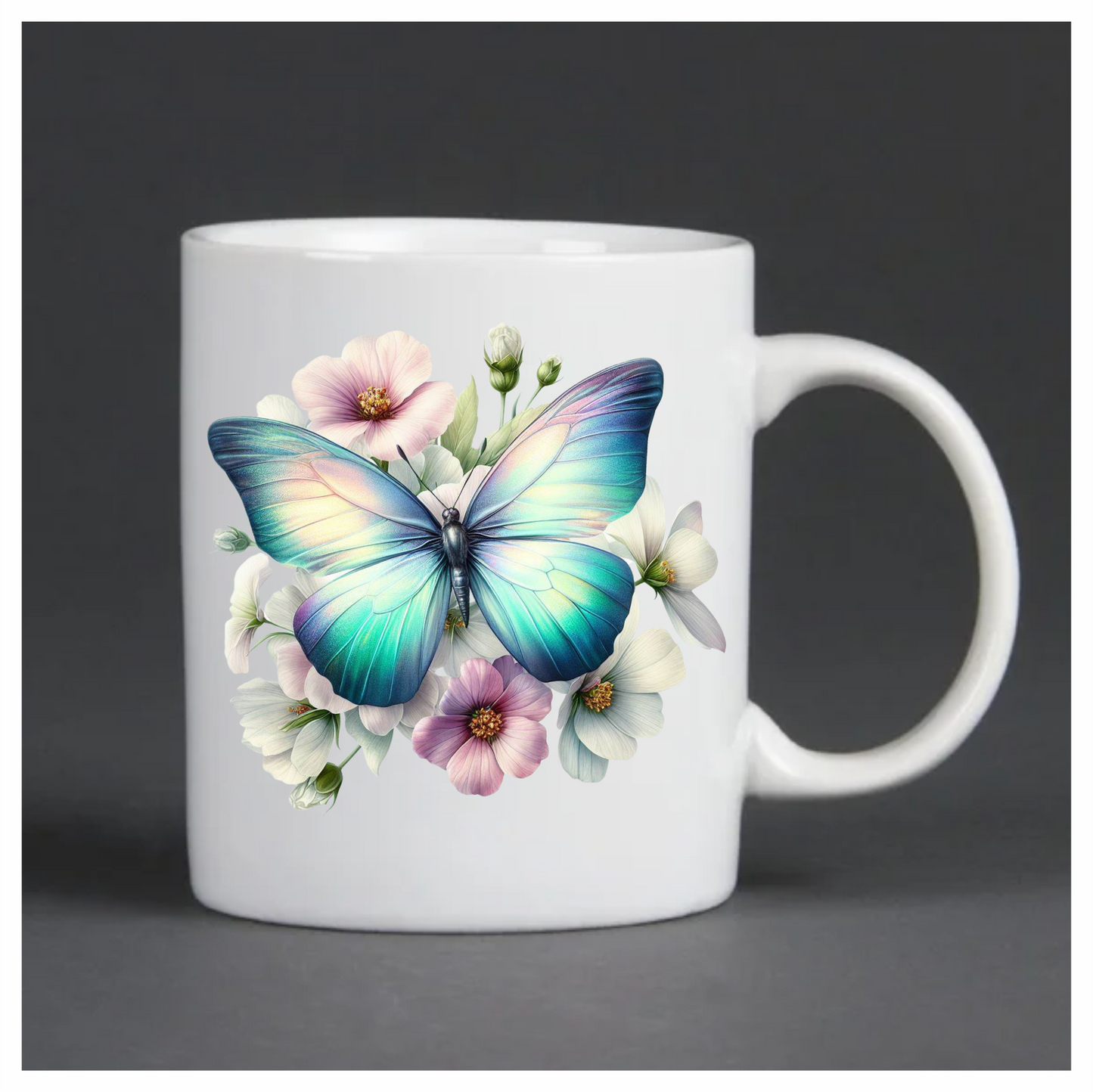 Light blue butterfly on a flower vinyl sticker decal