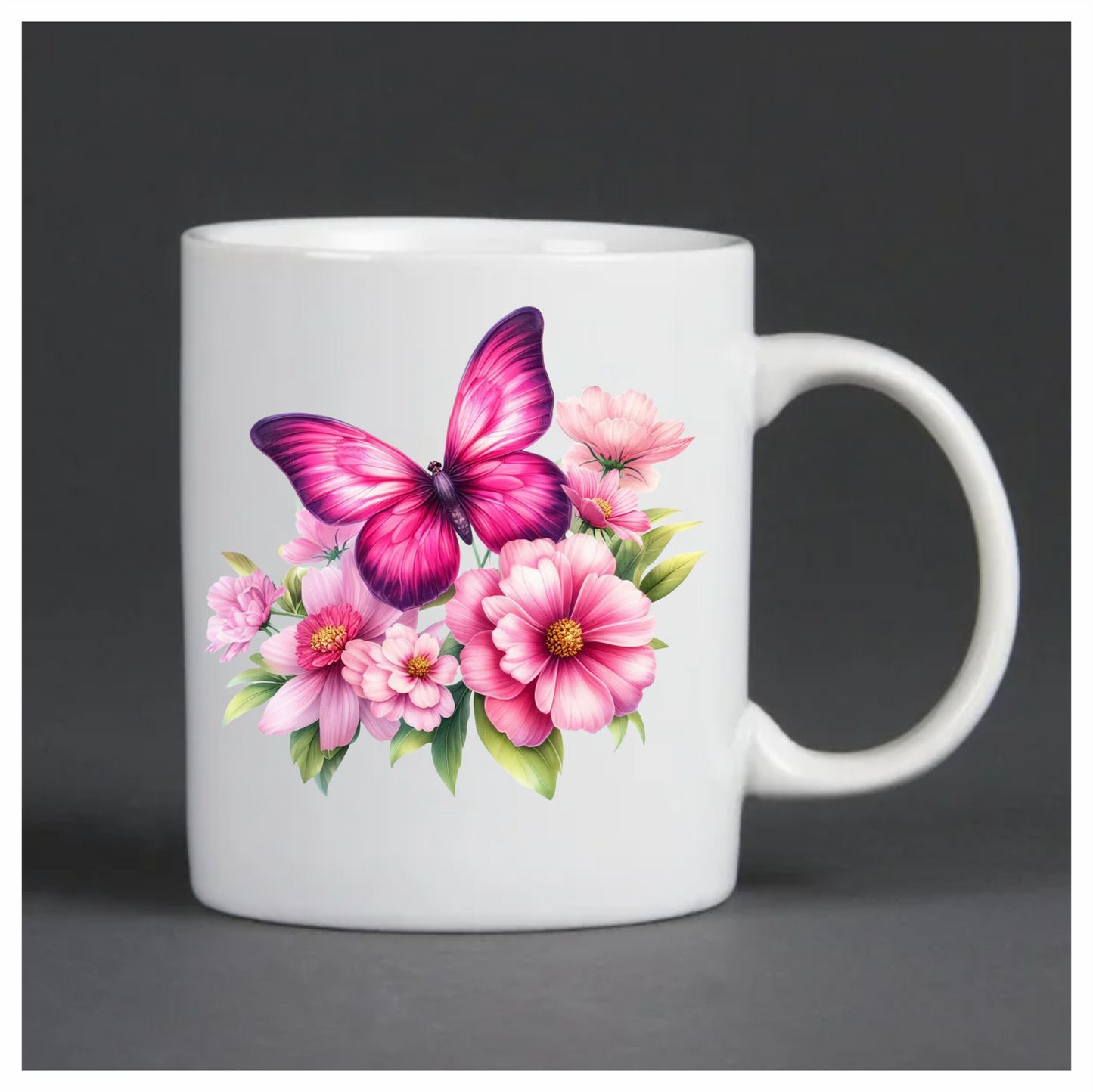 Bright pink butterfly on a flower vinyl sticker decal