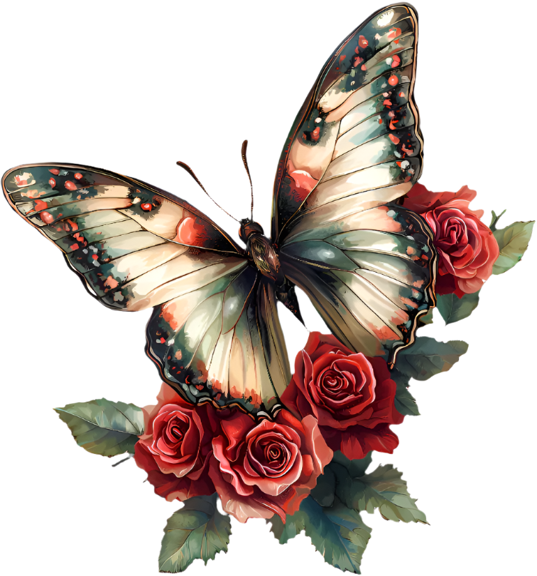Red butterfly sitting on a flower vinyl sticker decal