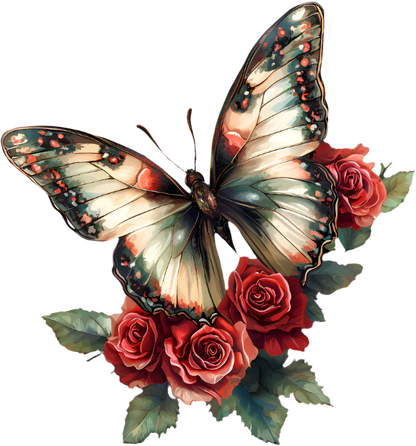 Red butterfly sitting on a flower vinyl sticker decal