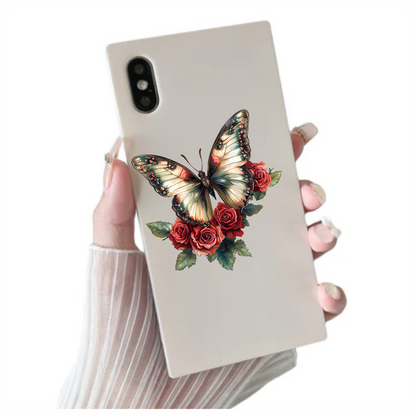 Red butterfly sitting on a flower vinyl sticker decal