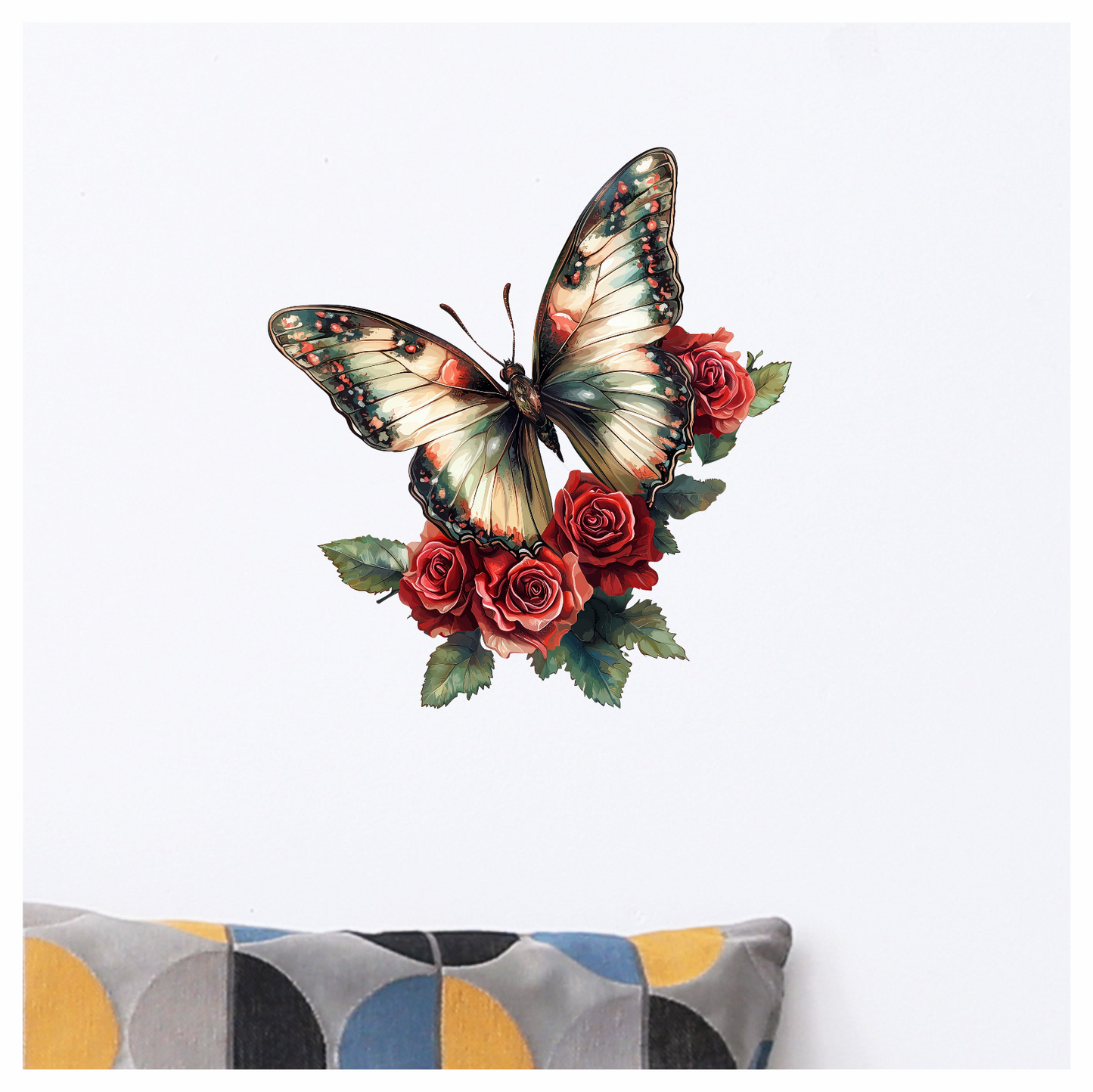 Red butterfly sitting on a flower vinyl sticker decal