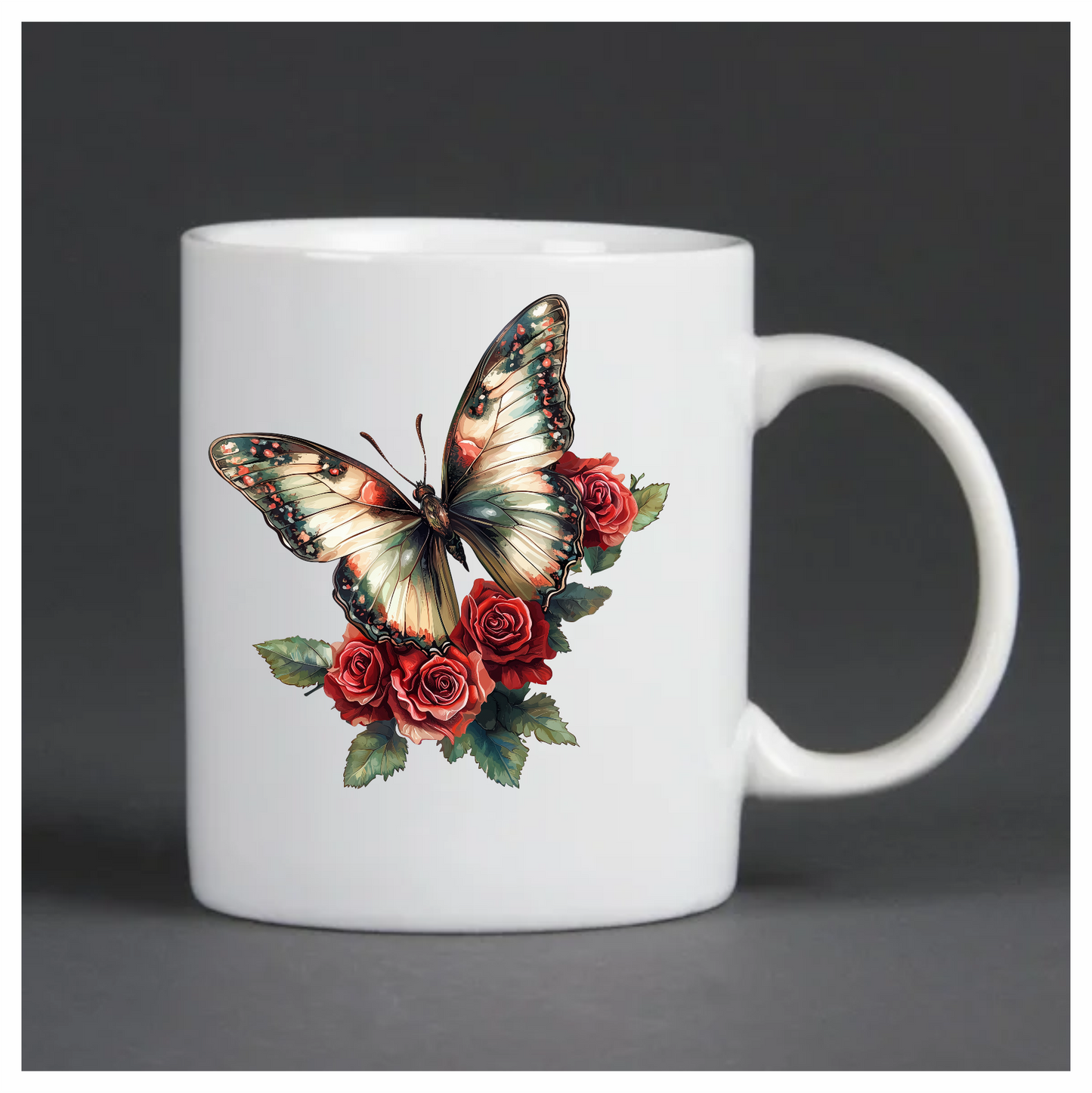 Red butterfly sitting on a flower vinyl sticker decal